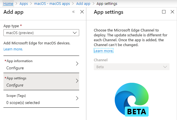 Assigning Edge app for macOS